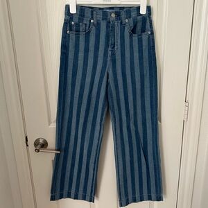7 For All Mankind Alexa High Rise Wide Leg Stripe Blue Jeans